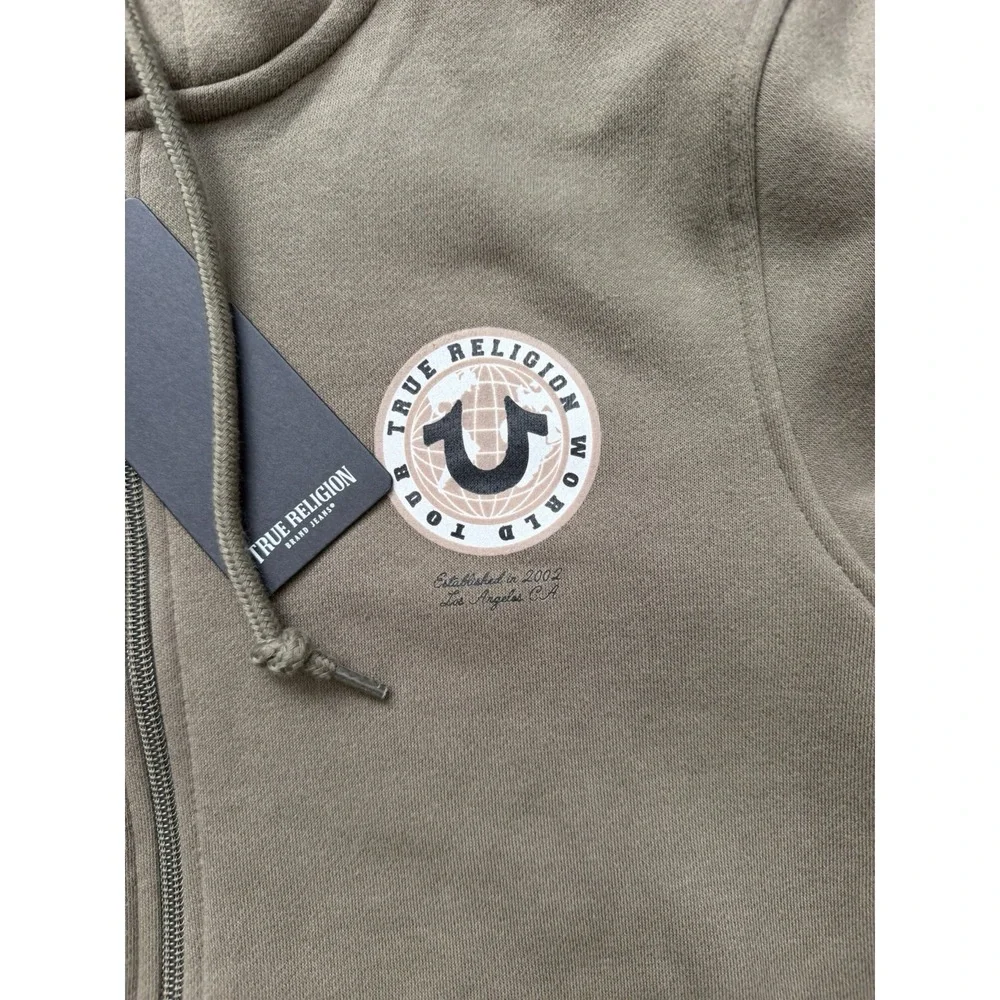 True Religion Global Buddha Zip Hoodie Men's Small Kalamata Green NWT $119